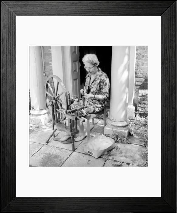 Framed Print : The SpinnersI guild of Kent. Women using hand operated loom Framed Print : The SpinnersI guild of Kent. Women using hand operated loom