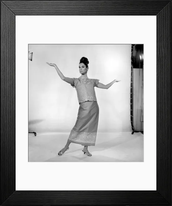 Framed Print : Imogen Woodford modelling a outfit with a far eastern influence. 1965 Framed Print : Imogen Woodford modelling a outfit with a far eastern influence. 1965