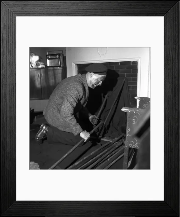 Framed Print : Chimney sweep (Ronald Neal) seen here at work. 1967 A1328 Framed Print : Chimney sweep (Ronald Neal) seen here at work. 1967 A1328