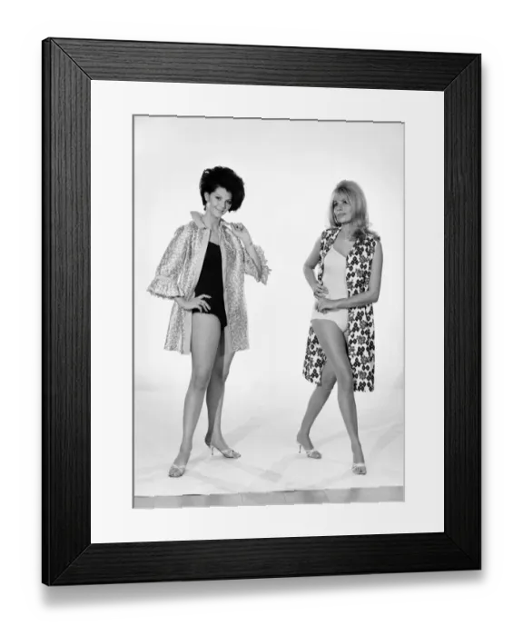 Framed Print : Models Barbara Ray and Jo Ann Asher) seen here modeling swimming costumes Framed Print : Models Barbara Ray and Jo Ann Asher) seen here modeling swimming costumes