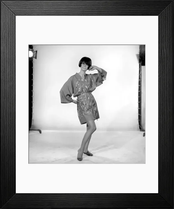 Framed Print : Imogen Woodford modelling a kimono outfit. 1965 Framed Print : Imogen Woodford modelling a kimono outfit. 1965