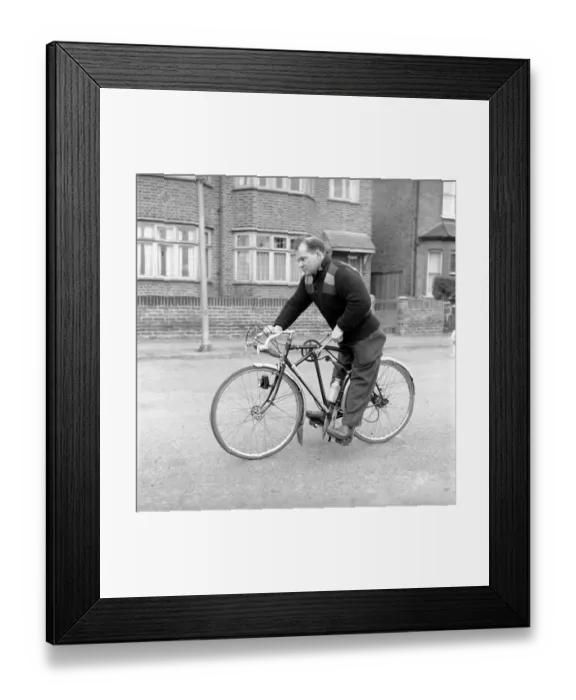 Framed Print : Dickie Bird seen here with his hand pedal bike. 1958 A218-003