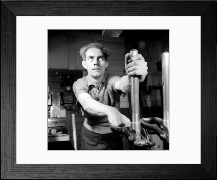 Framed Print : Occupation: Signalman: Peter Sage railway signalman seen here working in his signal box