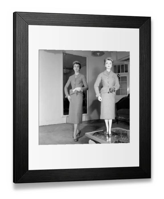 Framed Print : Clothing Fashions 1954: Mannequin modelling the latest twin set. 1954 A107-002