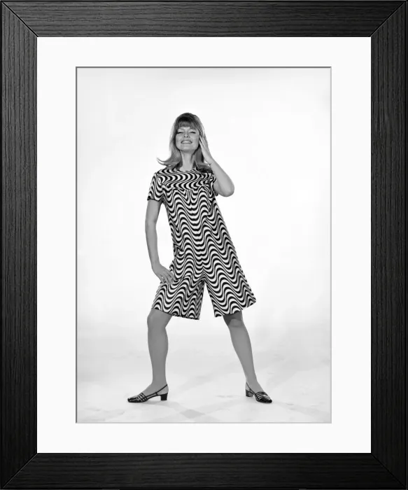 Framed Print : Uschie Bernell modelling beach dress / trouser in Reveille Studios 1965 Framed Print : Uschie Bernell modelling beach dress / trouser in Reveille Studios 1965