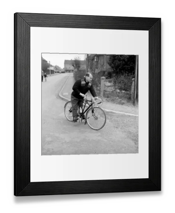 Framed Print : Dickie Bird seen here with his hand pedal bike. 1958 A218-004 Framed Print : Dickie Bird seen here with his hand pedal bike. 1958 A218-004