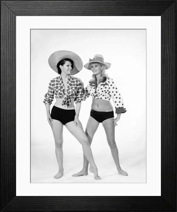Framed Print : Models Barbara Ray and Jo Ann Asher seen here modeling swimming costumes Framed Print : Models Barbara Ray and Jo Ann Asher seen here modeling swimming costumes