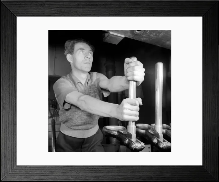 Framed Print : Occupation: Signalman: Peter Sage railway signalman seen here working in his signal box Framed Print : Occupation: Signalman: Peter Sage railway signalman seen here working in his signal box