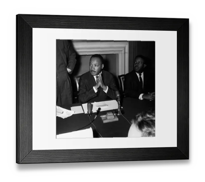 Framed Print : Dr Martin Luther King speaking at his press conference after sermon at St Pauls Cathed Framed Print : Dr Martin Luther King speaking at his press conference after sermon at St Pauls Cathed
