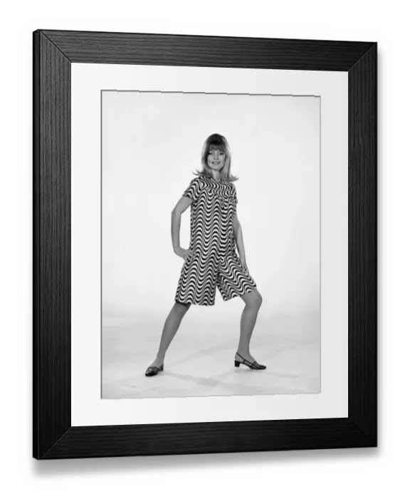 Framed Print : Uschie Bernell modelling beach dress / trouser in Reveille Studios 1965 Framed Print : Uschie Bernell modelling beach dress / trouser in Reveille Studios 1965