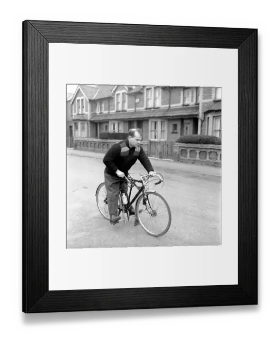 Framed Print : Dickie Bird seen here with his hand pedal bike. 1958 A218 Framed Print : Dickie Bird seen here with his hand pedal bike. 1958 A218