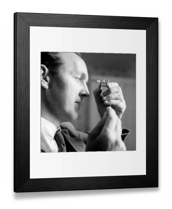 Framed Print : Man creating a ship in a bottle model: 1965 A1211-004