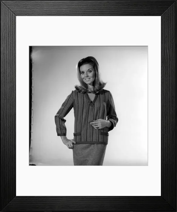 Framed Print : Maureen Walker seen here modelling Cardigan. 1960 Framed Print : Maureen Walker seen here modelling Cardigan. 1960