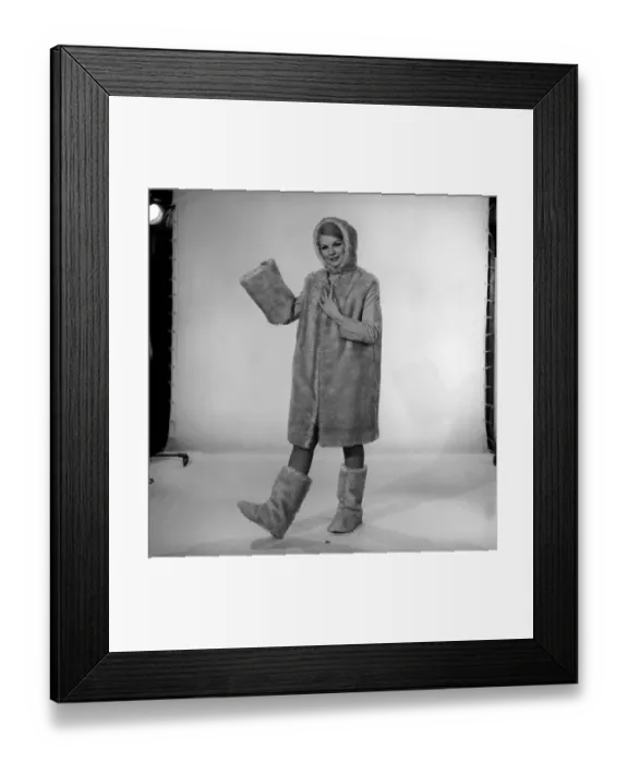 Framed Print : Model Bianca Foakes seen here modeling matching fur coat