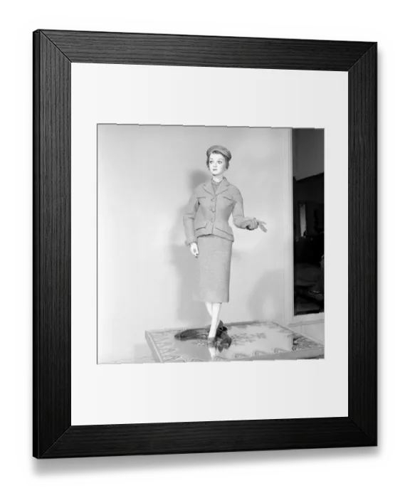 Framed Print : Clothing Fashions 1954: Mannequin modelling the latest twin set. 1954 A107-001