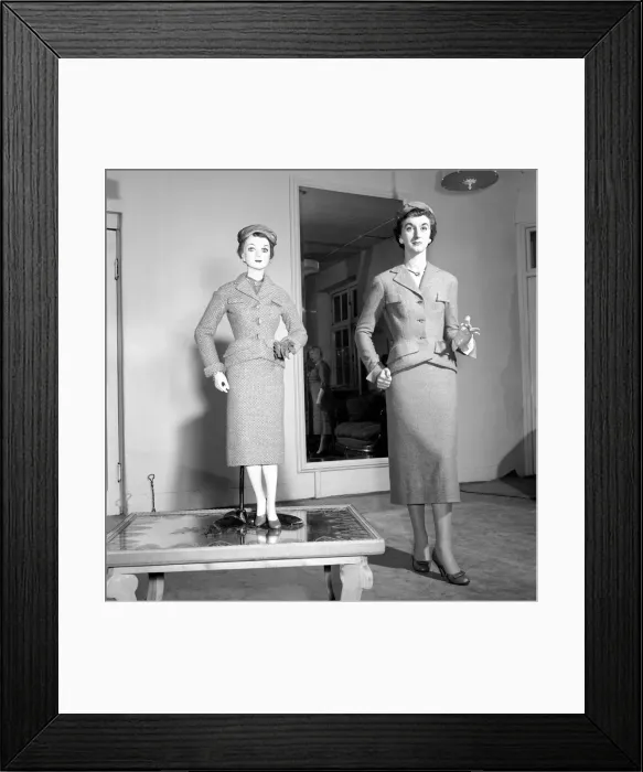Framed Print : Clothing Fashions 1954: Mannequin modelling the latest twin set. 1954 A107-004