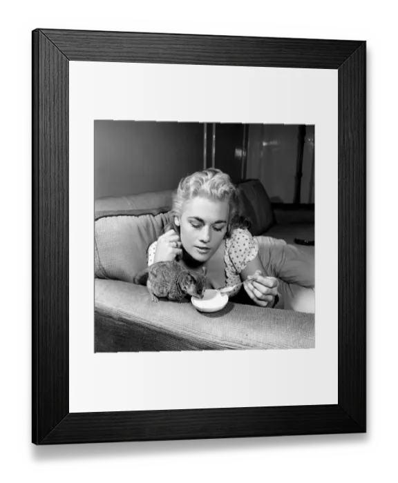 Framed Print : Dorinda Stevens seen here with her pet Bush Baby. 1959
