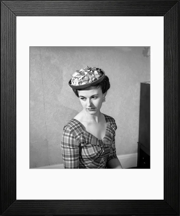 Framed Print : Mannequins modelling the 1956 spring  /  summer hat collection. April 1956