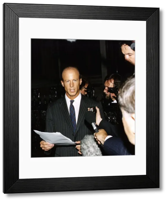 Framed Print : John Bryan giving a speach to the press August 1992 Framed Print : John Bryan giving a speach to the press August 1992