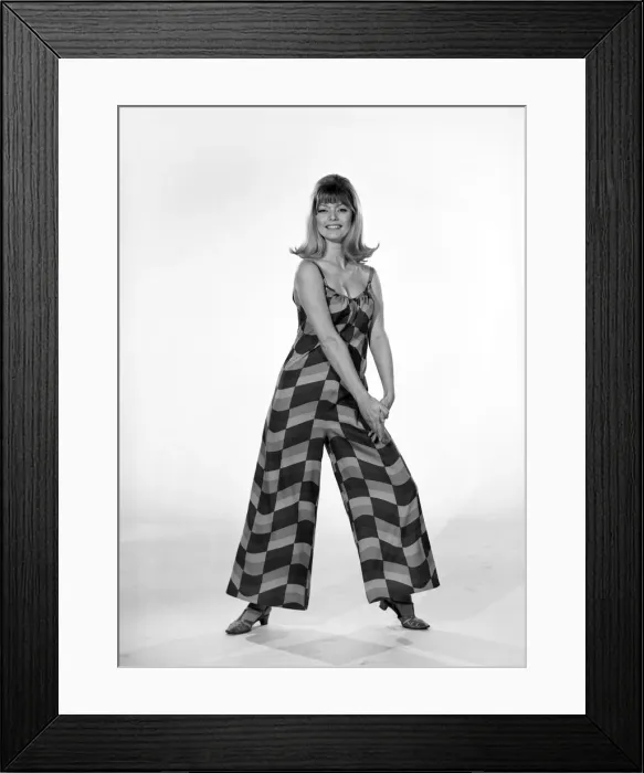 Framed Print : Uschie Bernell modelling beach dress / trouser in Reveille Studios 1965 Framed Print : Uschie Bernell modelling beach dress / trouser in Reveille Studios 1965