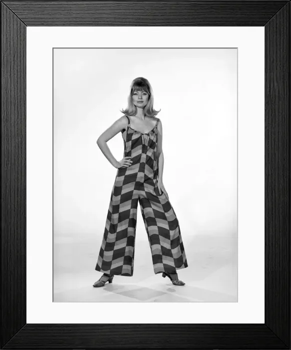 Framed Print : Uschie Bernell modelling beach dress / trouser in Reveille Studios 1965 Framed Print : Uschie Bernell modelling beach dress / trouser in Reveille Studios 1965