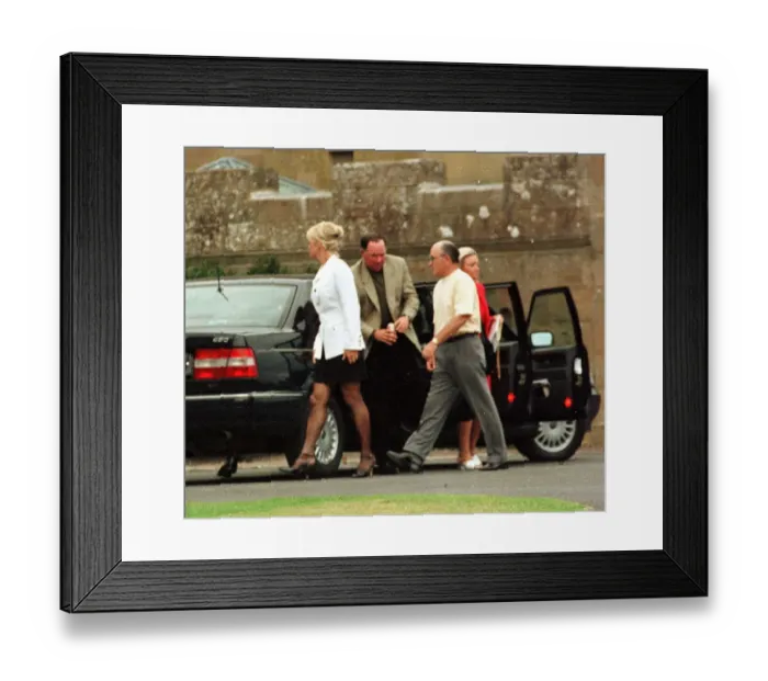 Framed Print : British billionaire Joe Lewis July 1997 arriving at Culzean Castle with his party