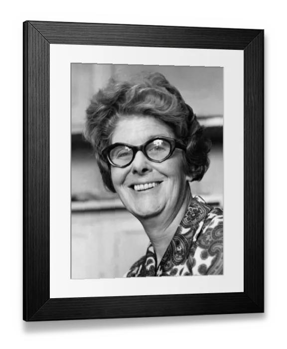 Framed Print : Portrait of a happy elderly woman wearing glasses. September 1974 P007861 Framed Print : Portrait of a happy elderly woman wearing glasses. September 1974 P007861