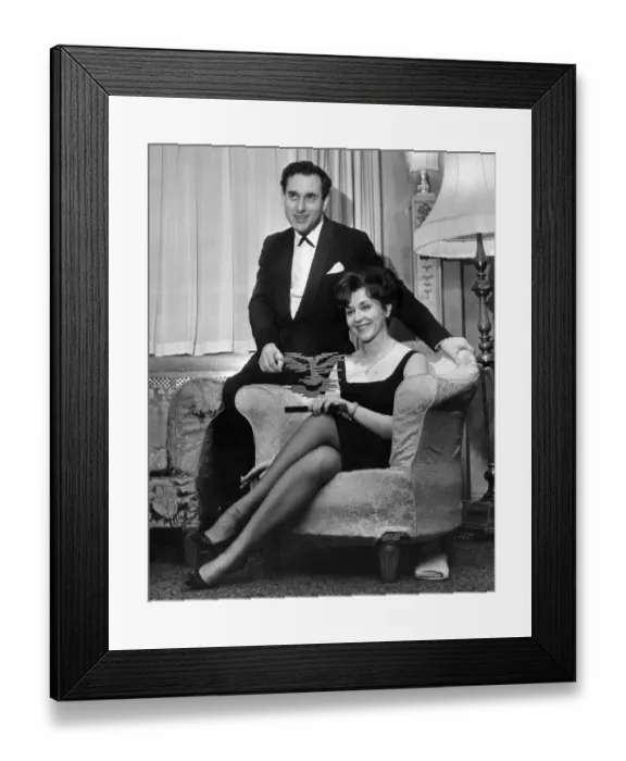 Framed Print : Harold Pinter winner of Scripwriter of the Year award and his wife Viviene Merchant who
