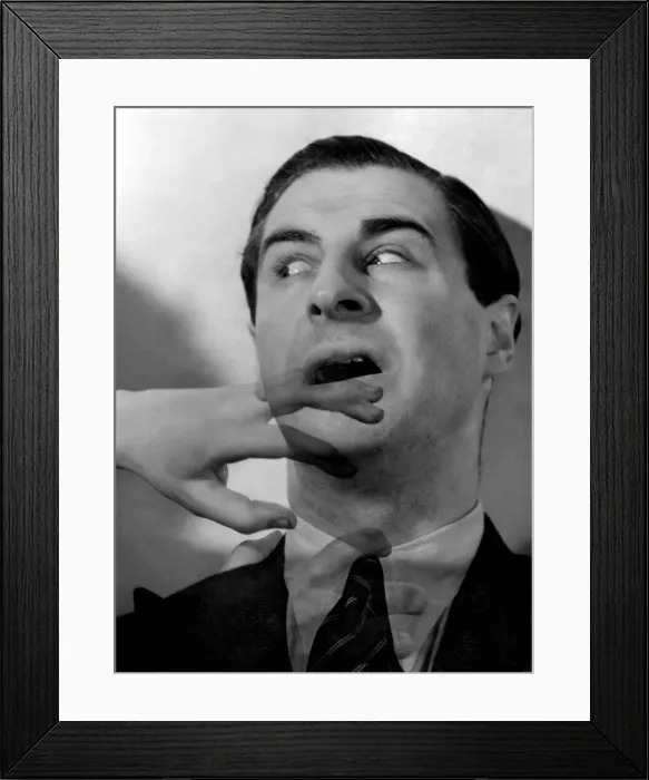 Framed Print : A Ghostly hand across a mans face. April 1938 P007975 Framed Print : A Ghostly hand across a mans face. April 1938 P007975