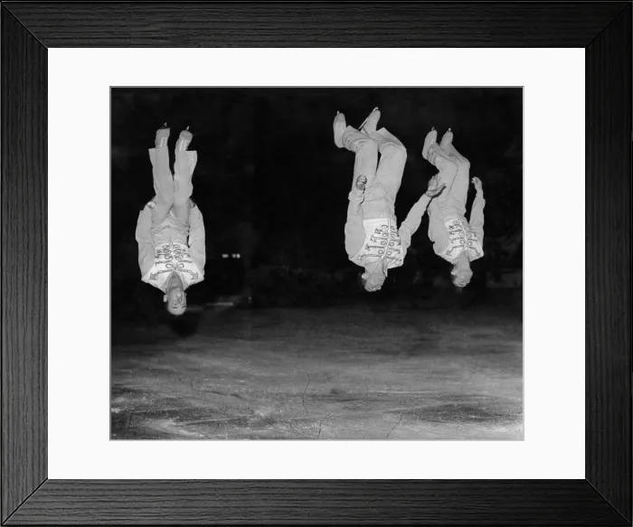 Framed Print : The Mullen twins and Raiche nIce-Crobats in a back somersault during the nIce-Cycles of Framed Print : The Mullen twins and Raiche nIce-Crobats in a back somersault during the nIce-Cycles of