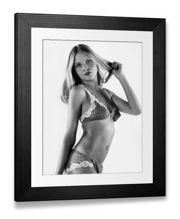 Framed Print : The bra and panties set is by Janet Reger from Fenwick of New Bond Street June 1978 Framed Print : The bra and panties set is by Janet Reger from Fenwick of New Bond Street June 1978