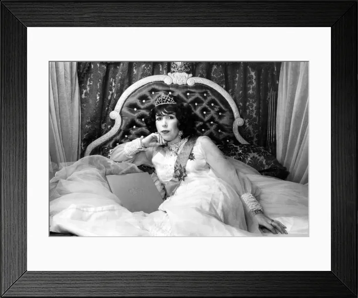 Framed Print : On the four-poster bed that Anita made herself. April 1980 P007917 Framed Print : On the four-poster bed that Anita made herself. April 1980 P007917