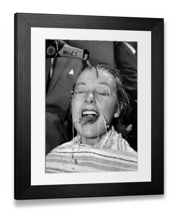 Framed Print : Meet Anne Aubrey who is celebrating her 24th birthday with a champagne hair rinse in a Framed Print : Meet Anne Aubrey who is celebrating her 24th birthday with a champagne hair rinse in a