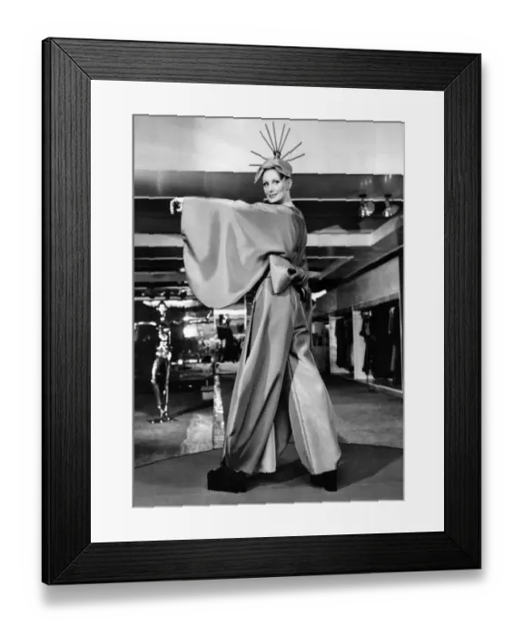 Framed Print : Yukis Japanese influence clearly shows in this emerald green trouser dress being Framed Print : Yukis Japanese influence clearly shows in this emerald green trouser dress being