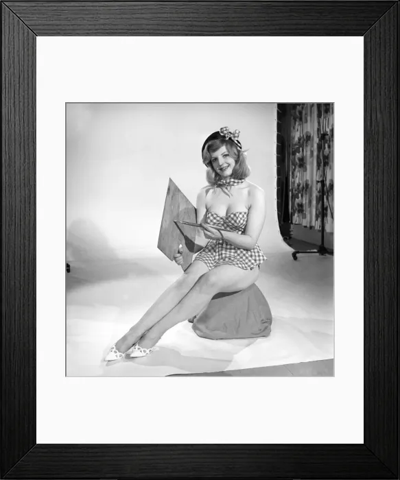 Framed Print : Model Peggy Cage dressed as artist. 1962 Framed Print : Model Peggy Cage dressed as artist. 1962