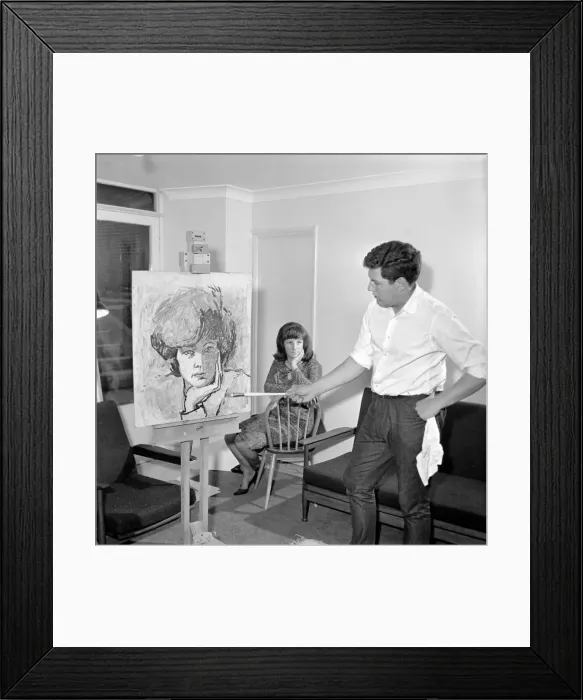 Framed Print : Z-Cars actor Colin Welland seen here relaxing by painting. 1966 A969 Framed Print : Z-Cars actor Colin Welland seen here relaxing by painting. 1966 A969