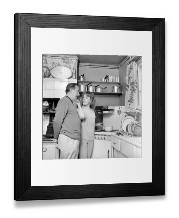 Framed Print : TV actor Hugh Lloyd seen here at home with his wife. 1960 A1098-002 Framed Print : TV actor Hugh Lloyd seen here at home with his wife. 1960 A1098-002
