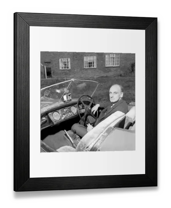 Framed Print : Inventor Jim Pickering seen here behind the wheel of his jaguar sports car which has been Framed Print : Inventor Jim Pickering seen here behind the wheel of his jaguar sports car which has been