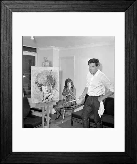Framed Print : Z-Cars actor Colin Welland seen here relaxing by painting. 1966 A969-001 Framed Print : Z-Cars actor Colin Welland seen here relaxing by painting. 1966 A969-001
