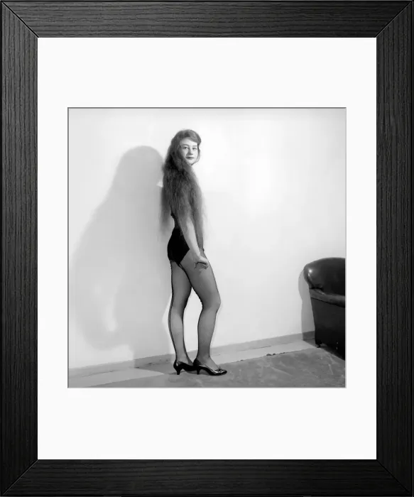Framed Print : Fashion: Hair Styles: Judith Hoare seen here showing off her waist length hair