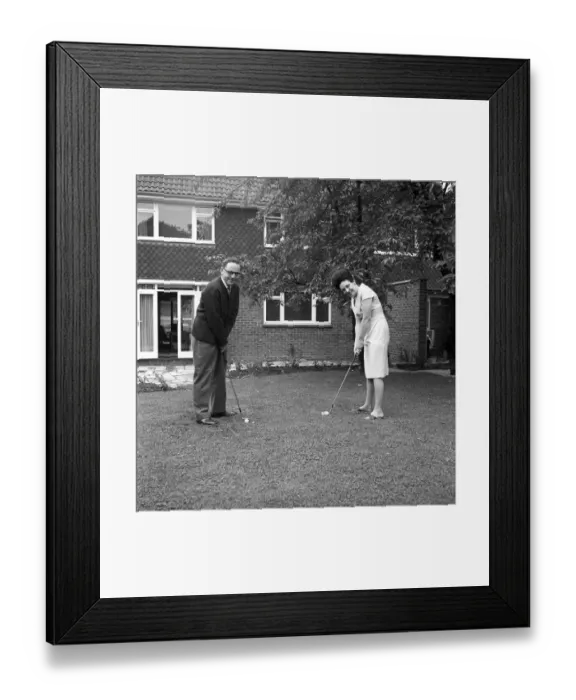 Framed Print : Sports commentator Harry Carpenter seen here at home with his wife. 1960 A953-004