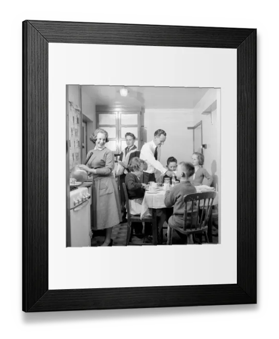 Framed Print : Family Life: The Theakeston family seen here sitting down to afternoon tea