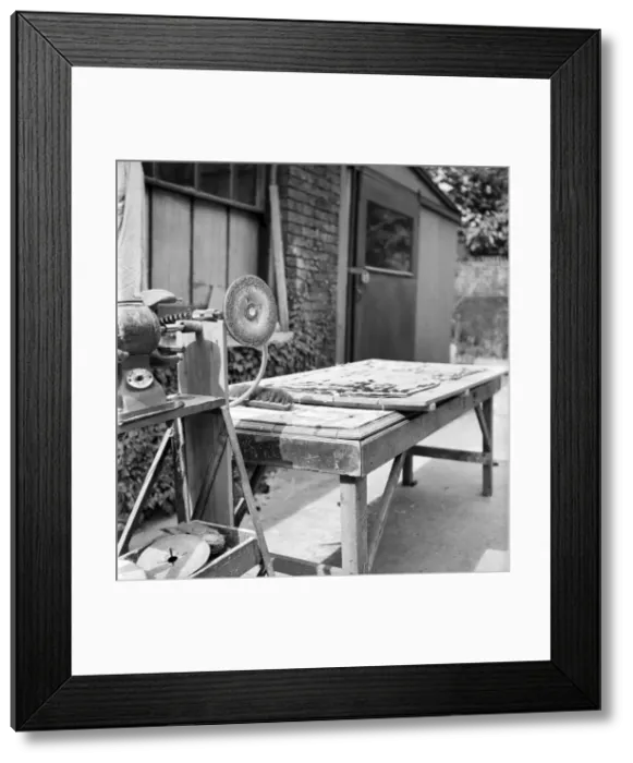 Framed Print : Taxidermist Workshop. January 1960 A715-012