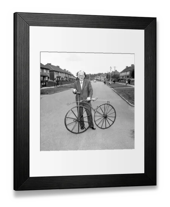 Framed Print : Charles Westley, Bristol seen here with part of his old bikes collection Framed Print : Charles Westley, Bristol seen here with part of his old bikes collection