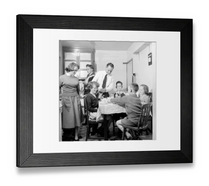 Framed Print : Family Life: The Theakeston family seen here sitting down to afternoon tea Framed Print : Family Life: The Theakeston family seen here sitting down to afternoon tea