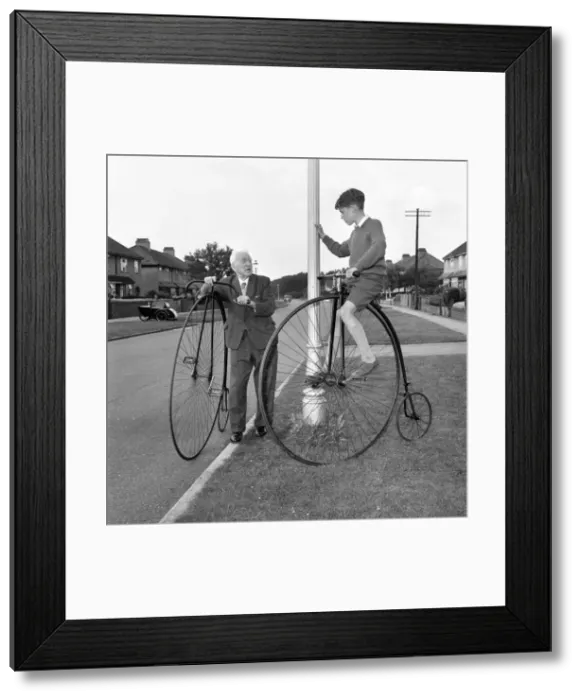 Framed Print : Charles Westley, Bristol seen here with part of his old bikes collection