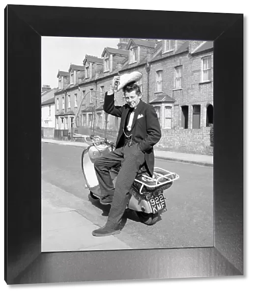 Scooter: Martin Coleman seen here with his Lambretta scooter. March 1958 A663-011
