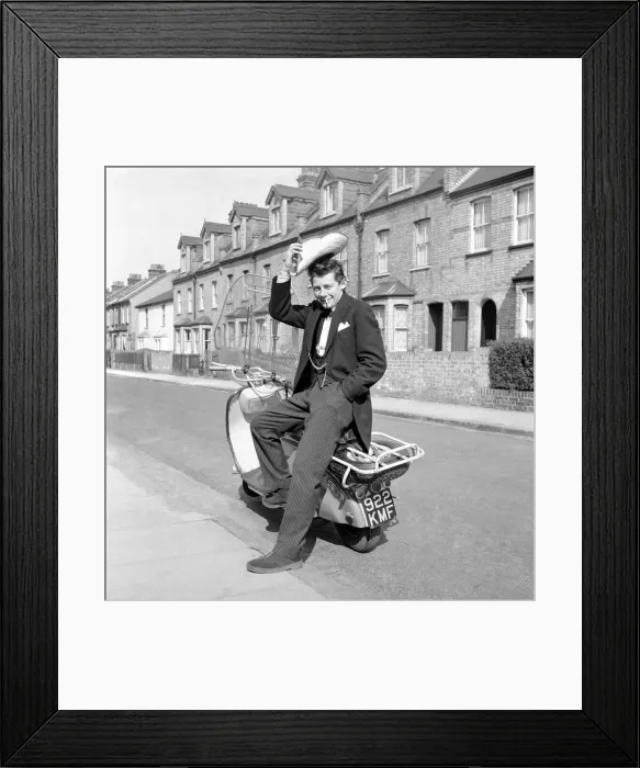Framed Print : Scooter: Martin Coleman seen here with his Lambretta scooter. March 1958 A663-011 Framed Print : Scooter: Martin Coleman seen here with his Lambretta scooter. March 1958 A663-011