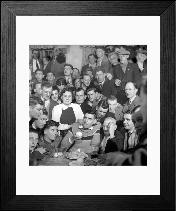Framed Print : Miner Joe Steele seen here taking part in a food eating competition