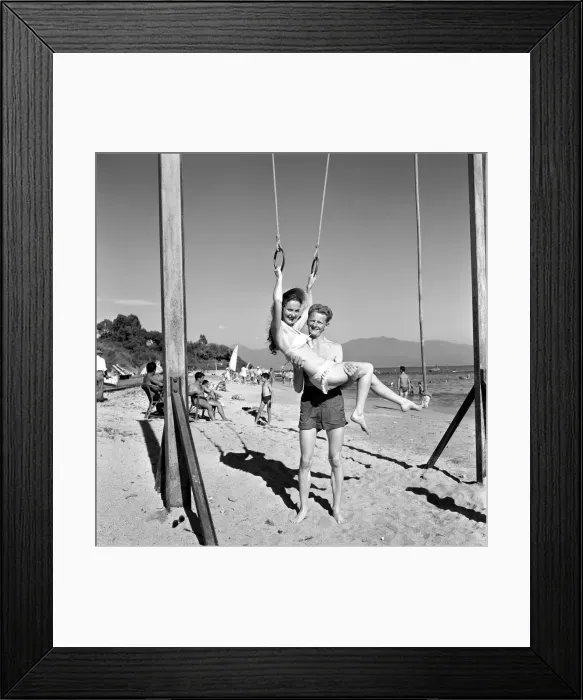 Framed Print : Holidays: Couples enjoying the beach on Corsica. August 1957 A503a-001 Framed Print : Holidays: Couples enjoying the beach on Corsica. August 1957 A503a-001